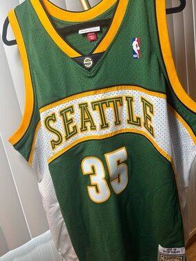 Mitchell & Ness Seattle Green and Yellow #35 Jersey